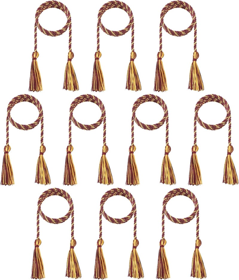 D DODOU 10 Pieces Graduation Cords Polyester Graduation Honor Braided Cords with Sewing Tassels for Bachelor, Master, Doctor 68" Long (Maroon Gold) - Image 1